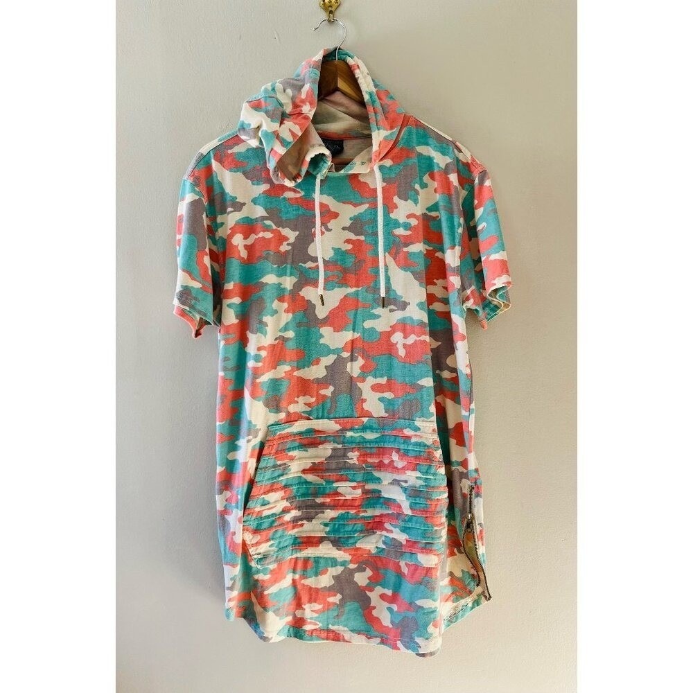 Bleecker & Mercer Sz L Swim Cover Up Midi Dress Pullover Hoodie Kangaroo Pocket